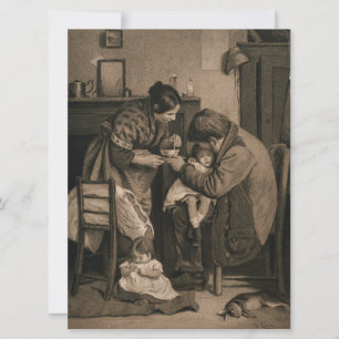 Ziek kind ondersteund door haar vader en moeder kaart