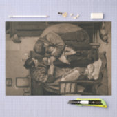 Ziek kind ondersteund door haar vader en moeder tissuepapier (Craft)