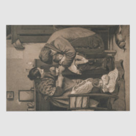 Ziek kind ondersteund door haar vader en moeder tissuepapier