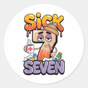 Ziek Zeven Zes Zeven 6 7 Grappig 67 Gen Alpha Jarg Ronde Sticker