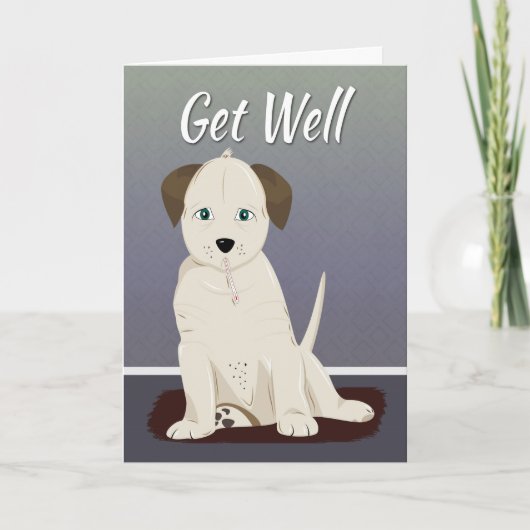 Zieke crème gekleurde puppy voor Get Well Kaart (Voorkant)