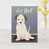 Zieke crème gekleurde puppy voor Get Well Kaart (Gele Bloem)