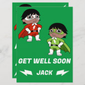 Zieke jongen super held krijgen goed (Voorkant / Achterkant)