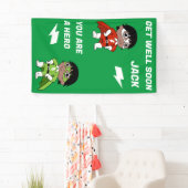 Zieke jongen super held krijgen goed spandoek (Insitu)