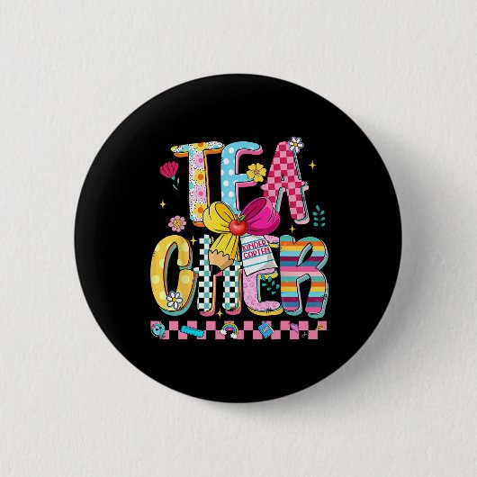 Zieke juf kleuters eerste schooldag ronde button 5,7 cm (Voorkant)