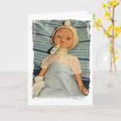 Zieke pop met thermometer - Get Well Kaart (Gele Bloem)