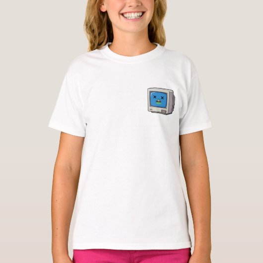 Zieke Retro Cartoon Computer Kinderen T-shirt (Voorkant)