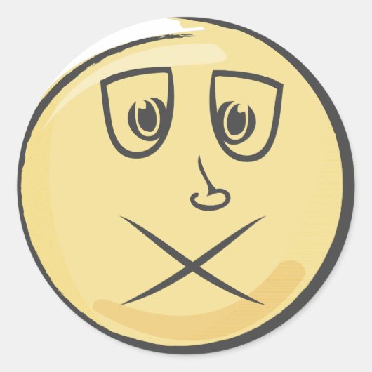 Zieke Retro Emoji Ronde Sticker (Voorkant)