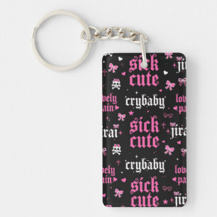 Zieke Schattige Huilbaby Sleutelhanger Goth Pink S