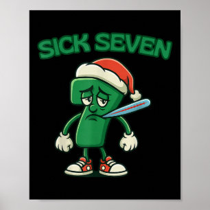 Zieke Seven 67 Cartoon Karakter Kerstpret Voor Poster