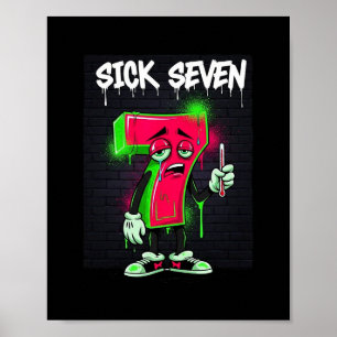 Zieke Seven 67 Meme Halloween Kostuum Pret Retro H Poster