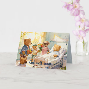 Zieke teddybeer in het ziekenhuis met vrienden 11 kaart