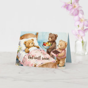 Zieke TEDDYBEER thuis met vrienden 5 Kaart
