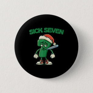 Zieke Zeven 67 Cartoon Karakter Kerstpret Fun Voor Ronde Button 5,7 Cm
