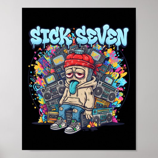 Zieke Zeven 67 Graffiti Meme Zes Zeven Leuke Straa Poster (Voorkant)