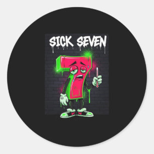 Zieke Zeven 67 Meme Halloween Kostuum Fun Retro Hu Ronde Sticker