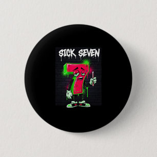 Zieke Zeven 67 Meme Halloween Kostuum Pret Retro H Ronde Button 5,7 Cm