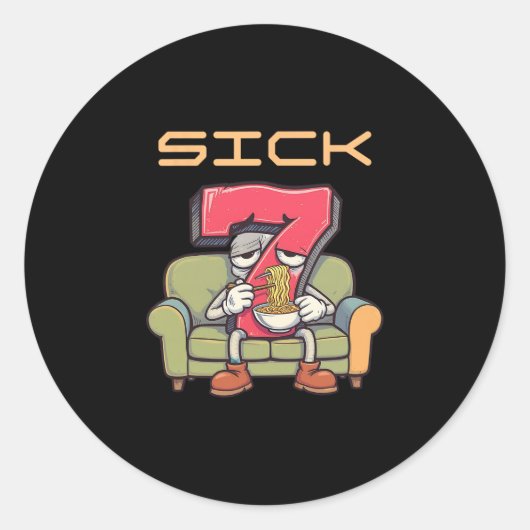 Zieke Zeven 67 Meme Zes Zeven 1 Ronde Sticker (Voorkant)