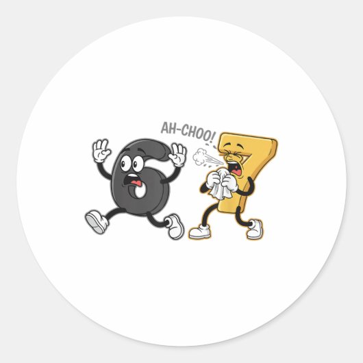 Zieke Zeven Grappige 67 Zes Zeven Meme Pun Gen Alp Ronde Sticker (Voorkant)