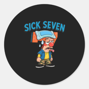 Zieke Zeven Grappige Meme 67 Zes Zeven Halloween K Ronde Sticker