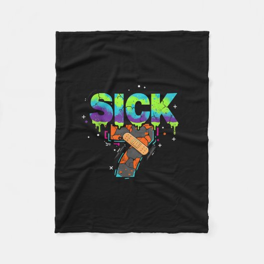 Zieke Zeven Meme Graffiti Drip Leuke Woordspeling Fleece Deken (Voorkant)