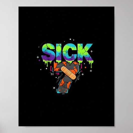 Zieke Zeven Meme Graffiti Drip Leuke Woordspeling  Poster (Voorkant)