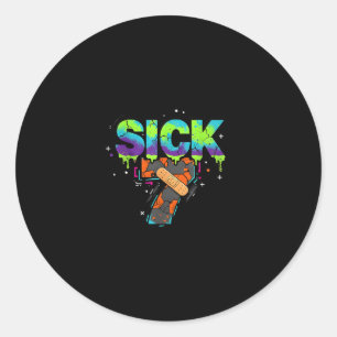 Zieke Zeven Meme Graffiti Drip Leuke Woordspeling  Ronde Sticker