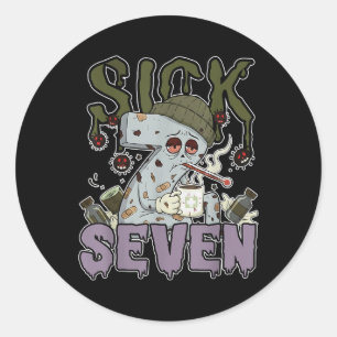 Zieke Zeven Meme T-shirt 67 Zes Zeven Grappige Woo Ronde Sticker