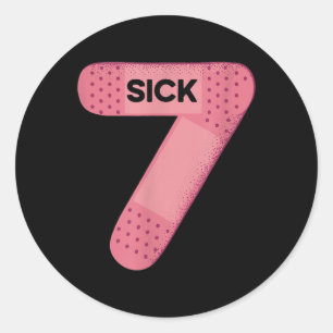 Zieke Zeven Meme T-shirt Zes Zeven Grappige Woords Ronde Sticker