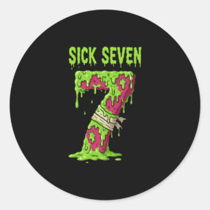 Zieke Zeven Meme T-shirt Zes Zeven Grappige Woords Ronde Sticker