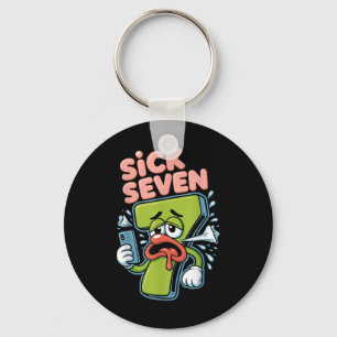 Zieke Zeven Meme T-shirt Zes Zeven Grappige Woords Sleutelhanger