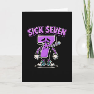 Zieke Zeven Meme T-shirt Zes Zeven Leuke Woordspel Kaart