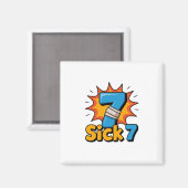 Zieke Zeven Meme T-shirt Zes Zeven Leuke Woordspel Magneet (Voorkant / Achterkant)