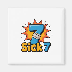 Zieke Zeven Meme T-shirt Zes Zeven Leuke Woordspel Magneet