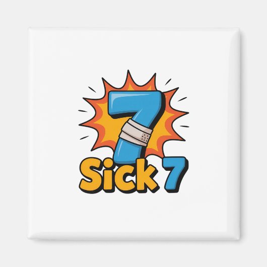 Zieke Zeven Meme T-shirt Zes Zeven Leuke Woordspel Magneet (Voorkant)