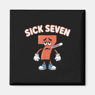 Zieke Zeven Meme T-shirt Zes Zeven Leuke Woordspel Magneet