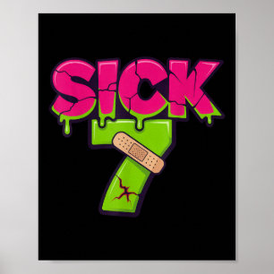 Zieke Zeven Meme T-shirt Zes Zeven Leuke Woordspel Poster