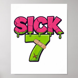 Zieke Zeven Meme T-shirt Zes Zeven Leuke Woordspel Poster
