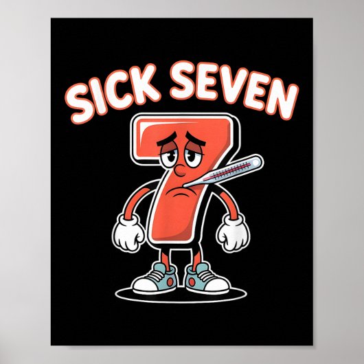 Zieke Zeven Meme T-shirt Zes Zeven Leuke Woordspel Poster (Voorkant)