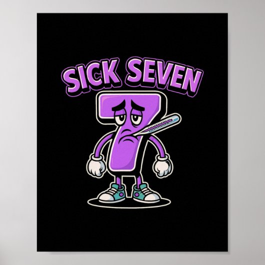Zieke Zeven Meme T-shirt Zes Zeven Leuke Woordspel Poster (Voorkant)