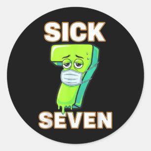 Zieke Zeven Meme T-shirt Zes Zeven Leuke Woordspel Ronde Sticker