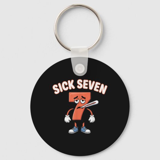 Zieke Zeven Meme T-shirt Zes Zeven Leuke Woordspel Sleutelhanger (Voorkant)