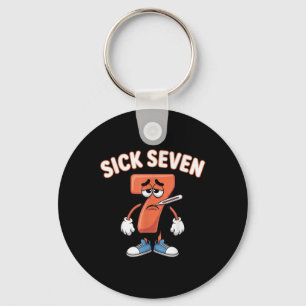 Zieke Zeven Meme T-shirt Zes Zeven Leuke Woordspel Sleutelhanger