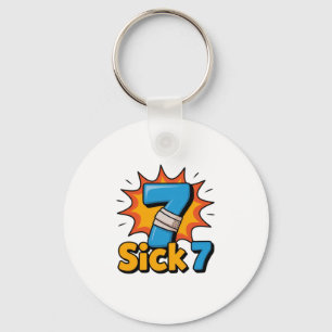 Zieke Zeven Meme T-shirt Zes Zeven Leuke Woordspel Sleutelhanger