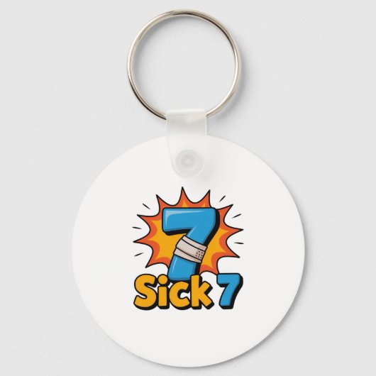 Zieke Zeven Meme T-shirt Zes Zeven Leuke Woordspel Sleutelhanger (Voorkant)