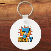 Zieke Zeven Meme T-shirt Zes Zeven Leuke Woordspel Sleutelhanger (Voorkant)