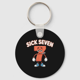 Zieke Zeven Meme T-shirt Zes Zeven Leuke Woordspel Sleutelhanger