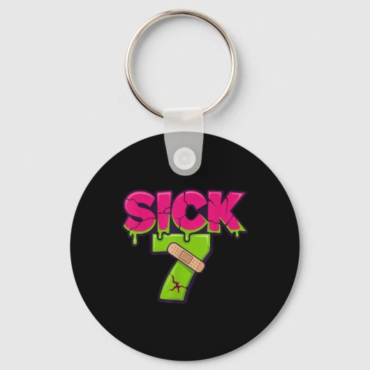 Zieke Zeven Meme T-shirt Zes Zeven Leuke Woordspel Sleutelhanger (Voorkant)