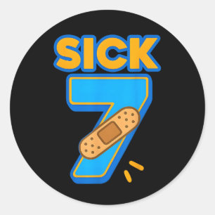 Zieke Zeven Meme Zes Zeven Ziek 7 Grappige Verjaar Ronde Sticker