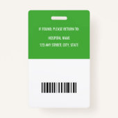 Ziekenhuis Medische ID Medewerker Groene Barcode Q Badge (Achterkant)